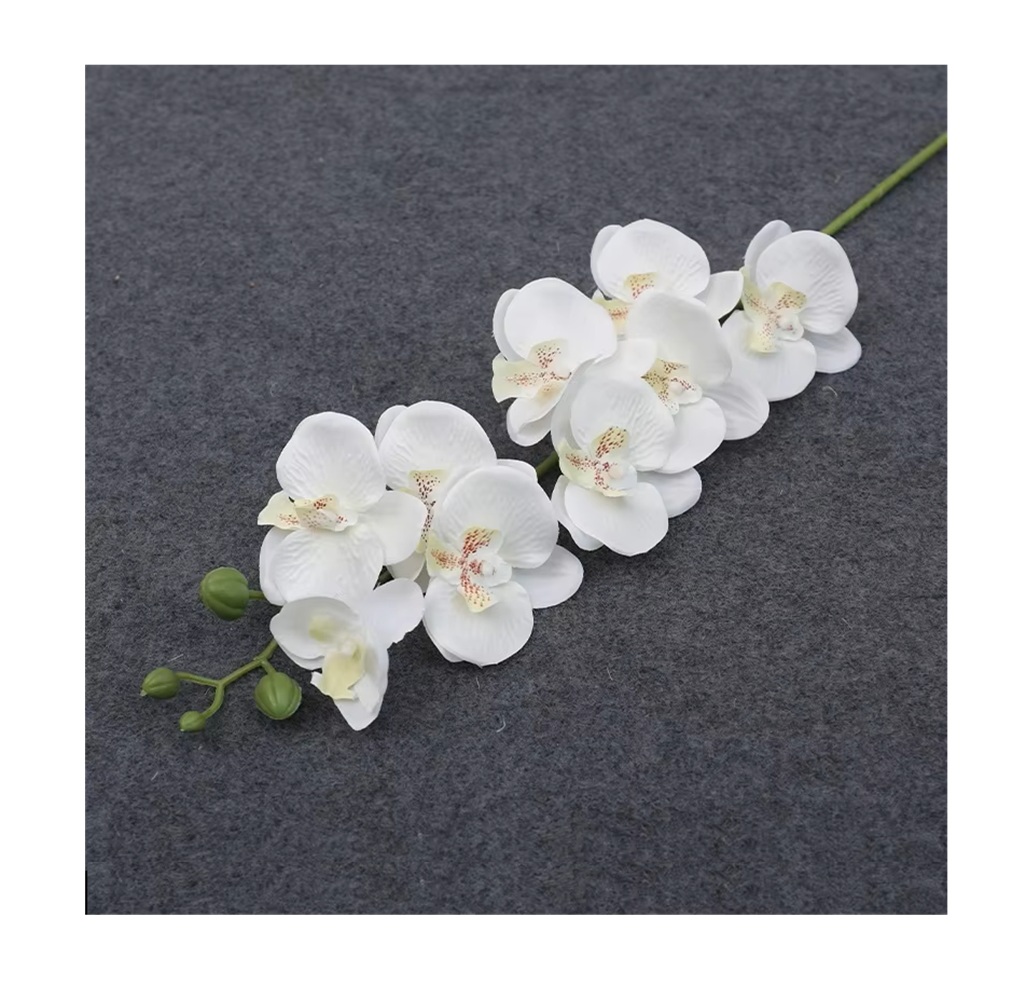 SPHINX Artificial Orchid Stick – 1 Piece, 69 cm Stem, 9 Flower Heads (White)